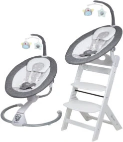Babygo Homey Set Grey/White Babyschommel En Kinderstoel 19024